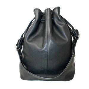 Vintage XL Coach Drawstring Bucket Style 9166 in Black Leather, Made in USA